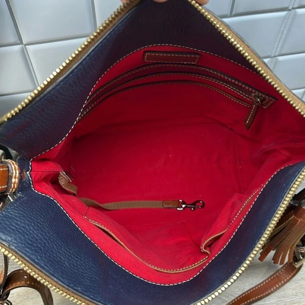 Dooney & Bourke Navy Dixon Hobo Pebble Leather Crossbody Bag! GUC!! - Picture 9 of 15